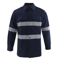 Pantalon de travail réfléchissant bleu marine pour homme, uniforme haute visibilité à manches longues avec bandes argentées, résistant à l'abrasion, séchage rapide