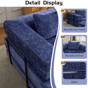 Divano Letto Convertibile in Velluto con Telaio a Forma Fissa e Nessun Montaggio Richiesto - Product Image 6