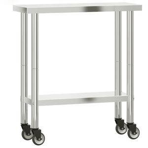 Tavolo da lavoro cucina commerciale con ruote 32.5 "x 11.8" x 33.5 "acciaio inox cucina commerciale acciaio - Product Image 2