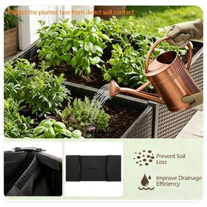 Fioriera da Giardino Ergonomica in Rattan PE da 29 Pollici, Capacità 352 Libbre, con Rivestimento in Tessuto Rimovibile, Materiale PP, 2 Sezioni - Product Image 4