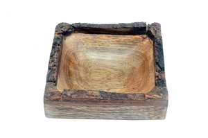 ถาดไม้เปลือกไม้ธรรมชาติสำหรับผลไม้ ขนม สลัด ทรงกลม ขนาดเล็ก 15x15x5 ซม. ถาดเสิร์ฟสไตล์อเมริกันแบบเรียบง่าย ทำจากอะลูมิเนียม - Product Image 3