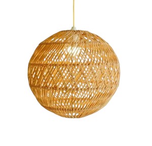 Modern Rattan Lampshade <b>Geometric</b> Globe Pendant Light <b>Shade</b> Rhombus Weave Wicker Hanging <b>Lamp</b> Cover for Restaurant - Product Image 1