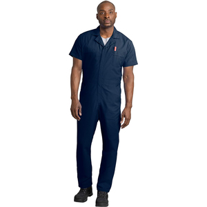 Combinaison de travail à manches courtes bleu marine pour homme, couleur unie, hiver, décontractée, tissu et impression personnalisés - Product Image 6