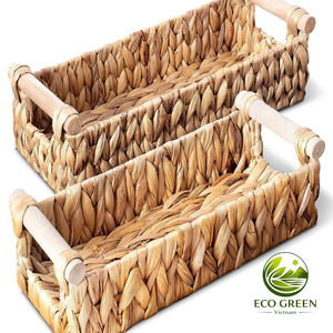 Plateau en jacinthe d'eau VIETNAM ECO GREEN, matériau organique, écologique, forme géométrique, artisanat, décoration moderne pour la maison - Product Image 4
