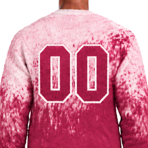 Pull en maille dégradé rose et blanc pour homme, col rond, manches longues, personnalisé, streetwear décontracté, mode hiver - Product Image 2