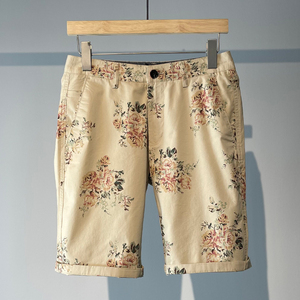 Men's Trendy <b>Printed</b> Five Quarter Shorts Summer Quick Dry Breathable <b>Canvas</b> Button Fly Beach Casual Lightweight Mid Waist Pants - Product Image 2