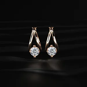 Meilleures boucles d'oreilles pendantes en diamant de laboratoire taille ronde, en or, avec diamants créés en laboratoire, bijoux d'oreille de luxe pour mariée, tendance. - Product Image 1
