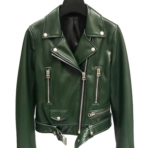 Chaqueta de Cuero Genuino de Alta Calidad para Mujer, Estilo Racer, Calefactable, Transpirable, Impermeable, con Cierre de Cremallera, para Invierno, Verano, Primavera y Otoño - Product Image 1