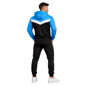 Conjunto Deportivo Premium para Hombre en Azul y Negro con Sudadera con Capucha y Cremallera, y Pantalones Jogger Ajustados - Product Image 5