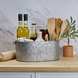 Support à couverts galvanisé industriel pour cuisine moderne, optimisant l'espace de comptoir avec un rangement organisé des ustensiles - Product Image 5