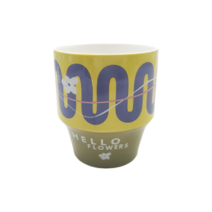 แก้วกาแฟเซรามิคลายคลื่นย้อนยุคพิมพ์ลายดอกไม้แบบขายส่งตามสั่ง - Product Image 1