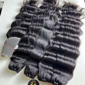 Lot de Cheveux Humains Bruts Vietnamiens Non Traités Ondulés Profonds, Cuticules Alignées, Fournisseur de Cheveux Bruts, Extensions de Cheveux Humains Bruts Vietnamiens - Product Image 2