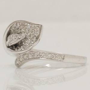 แหวนเปิดวงรูปใบไม้ประดับเพชรโมอิสซาไนต์ทรงกลมสำหรับผู้หญิง เงินแท้ 925 เครื่องประดับชั้นดี ดีไซน์โดดเด่นเป็นเอกลักษณ์ เหมาะเป็นของขวัญ - Product Image 2