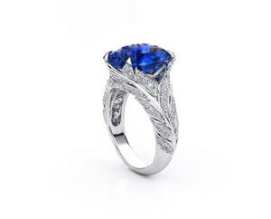 Glamorous 925 Sterling Silver Big Blue Gemstone <b>Ring</b> Sparkling <b>CZ</b> Side Detail Women Party Wear <b>Ring</b> - Product Image 1