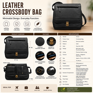 Sac à bandoulière en cuir de qualité supérieure pour homme, sac à bandoulière décontracté avec plusieurs compartiments, sac de voyage et de bureau - Product Image 5