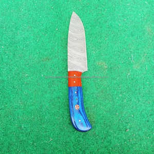 Couteau de Chef professionnel Damas Pakka manche en bois couteaux de cuisine en acier japonais pleine soie avec couverture en cuir - Product Image 3