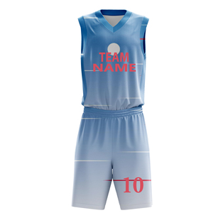 Ensembles d'uniformes de basketball, maillots en mesh respirant, shorts de sport, impression par transfert thermique, nom d'équipe personnalisé, 100% polyester - Product Image 1