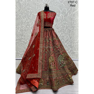 Indian Bridal Wear Velvet Collections FZBELLA para novia con Zarkhan Work by Fabzone - Product Image 3