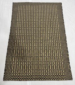 Handmade Geometric Wool <b>Rug</b> Black Beige Handwoven Wool Area <b>Rug</b> <b>Boho</b> Tribal Carpet for Home Decor - Product Image 4