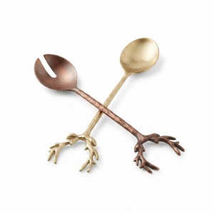 Gold Salad <b>Server</b> Set with Unique Twisted Handle Stainless Steel Serving Spoon and Fork Kit for Wedding <b>Buffet</b> Fine Dining Hotel - Product Image 6