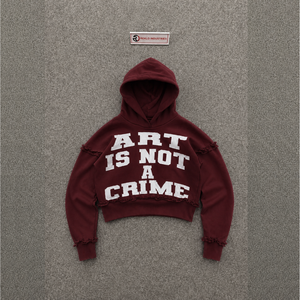 Sudadera con Capucha Urbana Premium Color Granate con Gráficos, Estilo Streetwear, Tejido Grueso, para Invierno, con Diseño Artístico Icónico y Letras, para Uso Diario, de Moda, con Lavado Vintage - Product Image 5