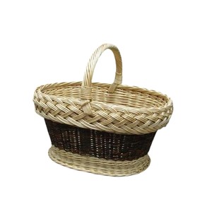 Vintage Rustic <b>Wicker</b> Magazine <b>Log</b> <b>Basket</b> Triangle Gabled Side Rattan Picnic <b>Basket</b> Fixed Horizontal Handle Open Top Storage Box - Product Image 3