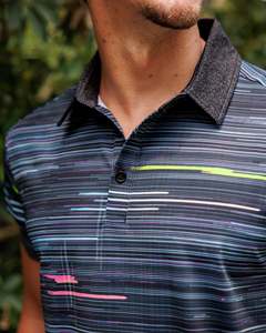 เสื้อกอล์ฟแขนสั้นลำลองลายทางสีสันสดใส ผ้าบรอดคลอธกันยับ พิมพ์โลโก้ตามสั่งสำหรับผู้ชาย - Product Image 6