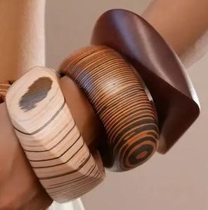 Luxury Finish Waterproof Handmade Wood <b>Bangle</b> <b>Bracelet</b> for Women Classic Timeless Jewelry Design Custom Colors Business Gift - Product Image 3