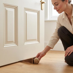 Wooden <b>Door</b> Wedge With Jute Rope Ball <b>Rustic</b> <b>Door</b> Stop For Entryway Durable Design - Product Image 2