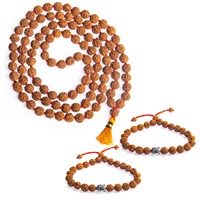 Collier de prière hindou artisanal Altamash en Rudraksha naturel, 108 perles, léger, personnalisé, durable, très demandé, pour le yoga