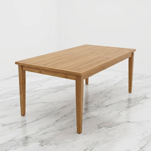 Table de salle à manger d'extérieur en teck moderne et minimaliste avec plateau à lattes, rectangulaire, pour patio, villa, jardin, fournisseur d'ensembles de meubles d'extérieur, exportation - Product Image 5