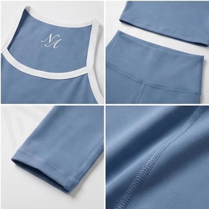 Ensemble de yoga 2 pièces North Approach : Crop top à bretelles croisées et short taille haute, bleu uni, respirant, sans coutures, vêtements de sport - Product Image 4
