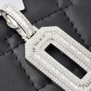 Iced Out Moissanite <b>Number</b> Charm Pendant 14k White <b>Gold</b> Plated Sterling Silver Hip Hop Style - Product Image 6