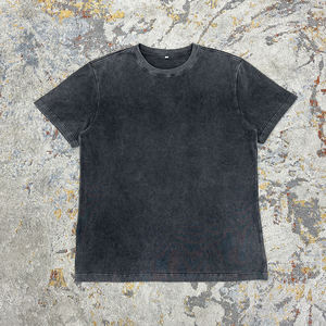 T-shirt en coton épais teint en pièce de qualité supérieure, coupe classique, col rond, délavé vintage, style streetwear décontracté pour homme, Front Quick - Product Image 1