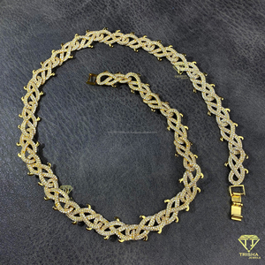 Luxury Hip Hop Jewelry <b>Men</b> Twisted Thorn <b>Chain</b> 925 Sterling Silver Moissanite <b>Diamond</b> Spiny Design Necklace - Product Image 6