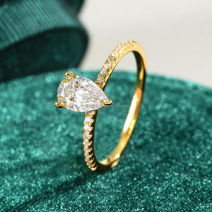 Elegant Moissanite Diamond Pear Cut Engagement <b>Ring</b> Gold Tone Band Luxury Bridal Jewelry Sparkling <b>Statement</b> <b>Ring</b> For Women - Product Image 1