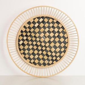 Ensemble de plateaux personnalisés en bambou noir et naturel, plateau décoratif rond, plats de service géométriques, plateau alimentaire, décoration intérieure, rangement - Product Image 3