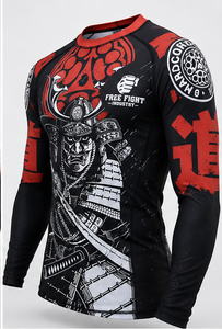 Free Fight Industry Men's Short Sleeve Rash Guard <b>Compression</b> <b>Shirt</b> Quick Dry <b>Black</b> Red Sublimation Print Front Logo - Product Image 5