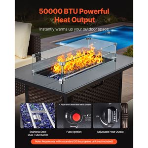 Set di Mobili da Esterno in Rattan Intrecciato da 6 Pezzi con Tavolo con Braciere a Propano da 50.000 BTU e Area Conversazione Sezionale - Product Image 2