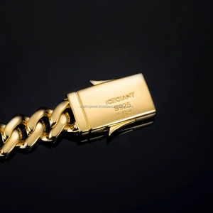 Collier cubain uni sans pierres 12mm-20mm chaîne à maillons cubain Moissanite plaqué or 18 carats Moissanite sur fermoir chaîne cubaine pour homme - Product Image 5