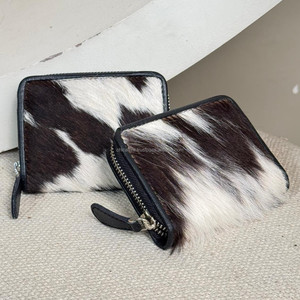Tarjetero de piel de vaca de lujo de marca personalizada de fábrica, monedero de piel auténtica para mujer, carteras de piel auténtica con cremallera - Product Image 4