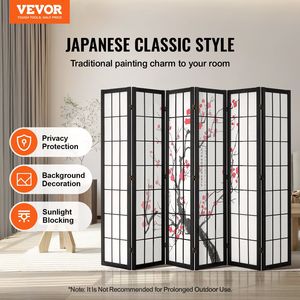 6-<b>Panel</b> Japanese Wood Folding <b>Screen</b> Portable Indoor Partition Divider with Privacy Features for Home Decor - Product Image 2