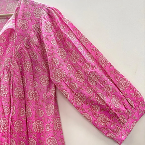 Vestido Casual Midi para Mujer, Tejido 100% Algodón, Liso, Manga Corta, Cintura Imperio, Estilo Babydoll, Cuello en V, Holgado, Funcional - Product Image 5