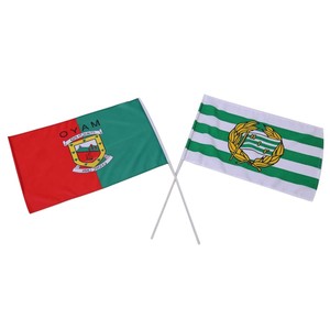 Drapeau rectangulaire portable en polyester pour extérieur avec mât en acrylique, imprimé numériquement pour activités promotionnelles - Product Image 2