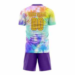 Custom Unisex <b>Tie</b> <b>Dye</b> Football Jersey Heat Transfer Printed V-Neck Short Sleeve Moisture Wicking Breathable 100% Polyester - Product Image 3