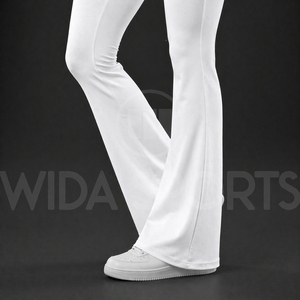 Wida Sports Women Eco-Friendly 2-Piece <b>Flare</b> Yoga Set High Waist <b>Leggings</b> Long Sleeve Crop Top Stretch Breathable Gym Activewear - Product Image 6
