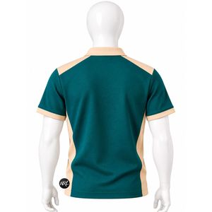 <b>Men's</b> <b>Green</b> Beige Color Blocked Short Sleeve <b>Polo</b> <b>Shirt</b> With Zipper Knitted Fabric Quick Dry Casual Style Premium Quality Trendy - Product Image 5