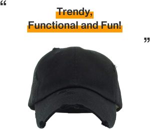 Gorra Trucker Negra Desgastada con Malla, Ajustable, Estilo Snapback, Deportiva e Informal para Adultos Unisex, OEM, Superventas - Product Image 5
