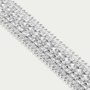 Joyería de Lujo para Novia, Cadena de Diamantes de Plata 925, Brazalete de Oro de 18k CVD/HPHT para Mujer, Corte Baguette y Pera, Color DEF, Claridad VVS VS - Product Image 5