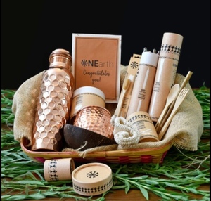 Nouvelle arrivée - Bouteille d'eau en cuivre écologique classique marron - Design ayurvédique personnalisé - Anti-fuite - Coffret cadeau - Yoga - Camping - Voyage - Product Image 3